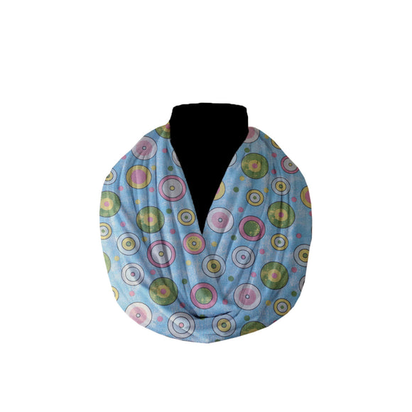 Cotton Blend Infinity Scarf Colorful Circles Print