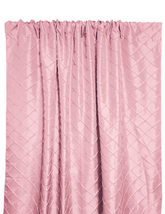 Pintuck Taffeta Cross Stitch Pattern Single Curtain Panel 54 Inch Wide Blush