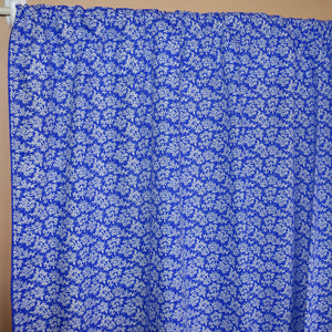 Cotton Curtain Floral Print Botanic Flower Pattern 58 Inch Wide - Blue