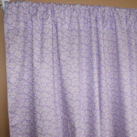 Cotton Curtain Floral Print 58 Inch Wide Botanic Flower-Pattern Lavender