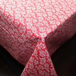 Cotton Tablecloth Floral Print Botanic Flower-Pattern Red