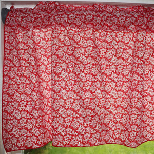 Cotton Window Valance Floral Print 58 Inch Wide Botanic Flower-Pattern Red