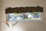 Faux Burlap Texture Curtain Sleeve Topper Window Treatment with Bottom and Top Ruffle