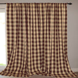 Poplin Buffalo Checkered Window Curtain 56 Inch Wide Brown and Beige