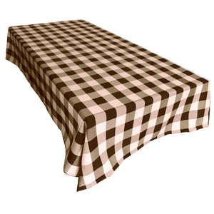 Polyester Poplin Gaberdine Durable Tablecloth Buffalo Checkered Plaid Brown and Beige