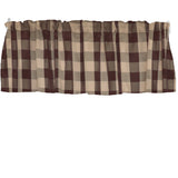 Poplin Buffalo Checkered Window Valance 58" Wide - Brown and Beige