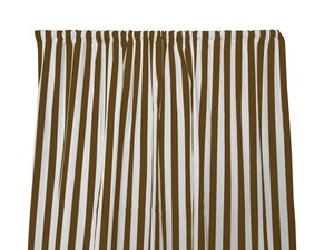 Cotton Curtain Stripe Print 58 Inch Wide / 1 Inch Stripe Brown and White