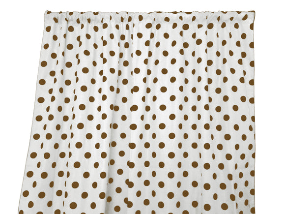 Cotton Curtain Polka Dots Print 58 Inch Wide / Brown on White