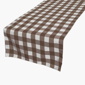 Cotton Print Table Runner Gingham Checkered Brown