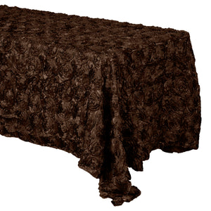 Satin Rosette 3D Pop-Up Floral Tablecloth Brown