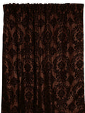 Flocking Damask Taffeta Window Curtain 56 Inch Wide - Black on Brown