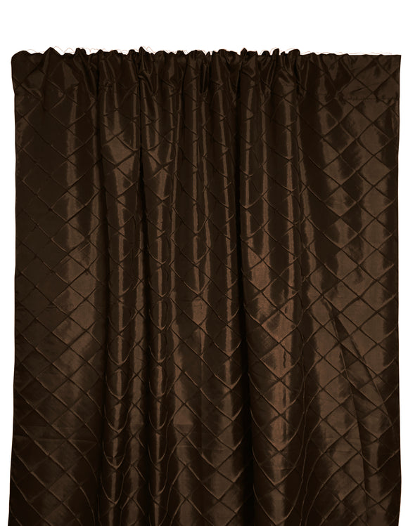 Pintuck Taffeta Cross Stitch Pattern Single Curtain Panel 54 Inch Wide Brown