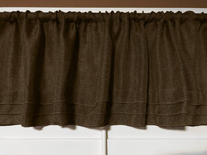 Faux Burlap Window Valance 58" Wide with Pleated Ruffles Brown