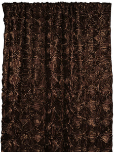 Satin Rosette 3D Pop up Flower Single Curtain Panel 54 Inch Wide Brown
