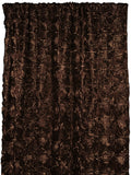 Satin Rosette 3D Pop up Flower Single Curtain Panel 54 Inch Wide - Brown