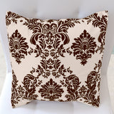 Flocked Damask Decorative Throw Pillow/Sham Cushion Cover Brown on Beige