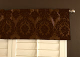 Flocked Damask Window Valance 58" Wide - Brown on Brown