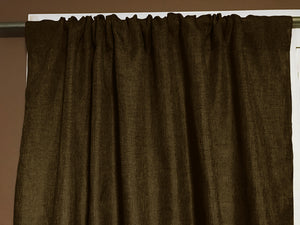 Faux Burlap Texture Polyester Solid Single Curtain Panel 58 Inch Wide Brown