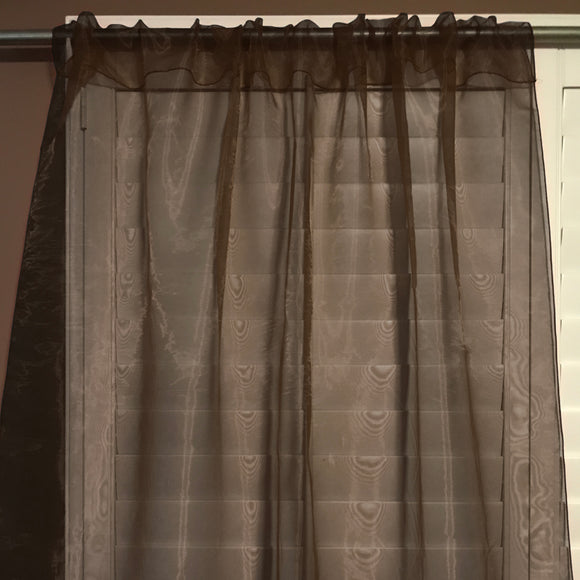 Sheer Tinted Organza Solid Single Curtain Panel 58 Inch Wide Brown