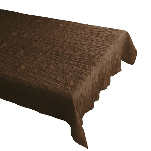Crinkle Style Crushed Taffeta Tablecloth Brown