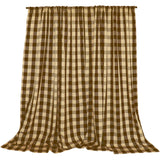 Poplin Buffalo Checkered Window Curtain 56 Inch Wide Brown and Cream