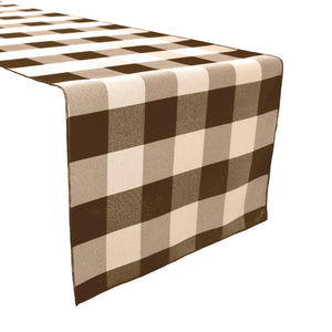 Poplin Table Runner Buffalo Gingham Checkered Brown and Beige