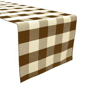 Poplin Table Runner Buffalo Gingham Checkered - Brown and Cream