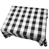 Polyester Poplin Gaberdine Durable Tablecloth Buffalo Checkered Plaid Black and White
