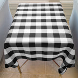 Polyester Poplin Gaberdine Durable Tablecloth Buffalo Checkered Plaid Black and White