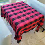 Polyester Poplin Gaberdine Durable Tablecloth Buffalo Checkered Plaid Red and Black