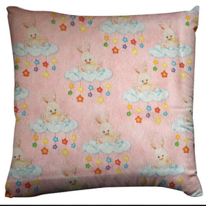 Flannel Throw Pillow/Sham Cushion Cover Bunny on Cloud