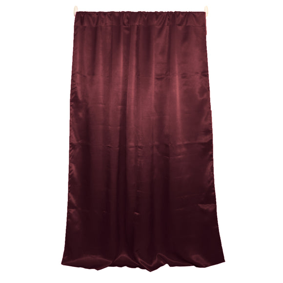 Shiny Satin Solid Single Curtain Panel Drapery 58 Inch Wide Burgundy