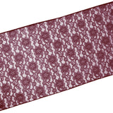 Light Weight Floral Sheer Lace Table Runner / Wedding Table Top Décor (Pack of 8) Burgundy