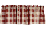 Poplin Buffalo Checkered Window Valance 58" Wide - Burgundy and Beige