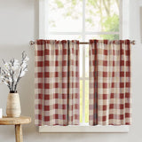 Buffalo Check Poplin Café Tier Curtains Window Treatment Kitchen Home Décor