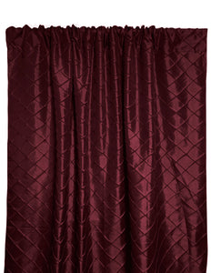 Pintuck Taffeta Cross Stitch Pattern Single Curtain Panel 54 Inch Wide Burgundy