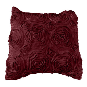 Satin Rosette Decorative Throw Pillow/Sham Cushion Cover Burgundy