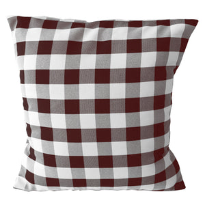 Gingham Checkered Decorative Throw Pillow/Sham Cushion Cover Burgundy & White