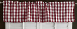 Poplin Gingham Checkered Window Valance 58" Wide Burgundy