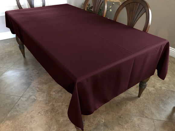 Polyester Poplin Gaberdine Durable Tablecloth Solid Burgundy