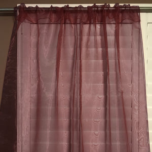 Sheer Tinted Organza Solid Single Curtain Panel 58 Inch Wide Burgundy