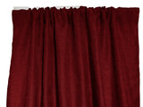 Faux Burlap Texture Polyester Solid Single Curtain Panel 58 Inch Wide - Burgundy