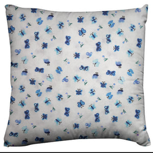 Cotton Butterfly Print Floral Decorative Throw Pillow/Sham Cushion Cover - Blue