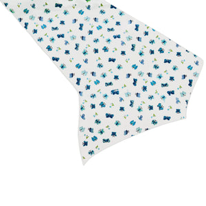 Cotton Print Table Runner Floral Butterfly - Blue