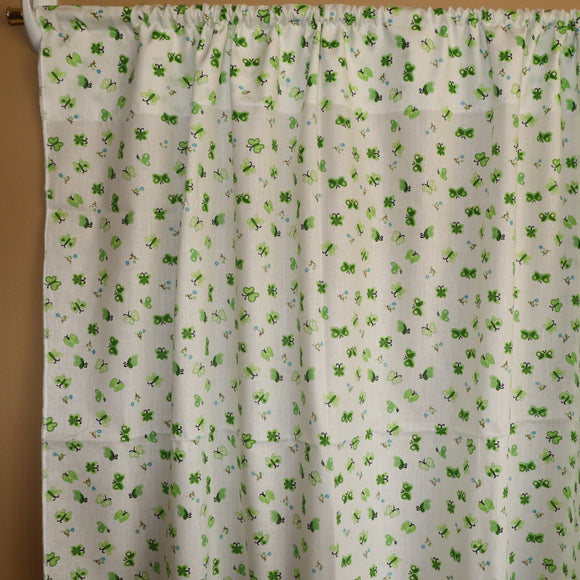 Cotton Curtain Floral Print 58 Inch Wide Butterfly Green