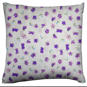 Cotton Butterfly Print Floral Decorative Throw Pillow/Sham Cushion Cover - Purple
