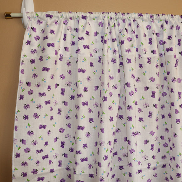 Cotton Curtain Floral Print 58 Inch Wide Butterfly Purple