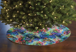 Cotton Print Holiday Tree Skirt 42" Round Call to the Sea