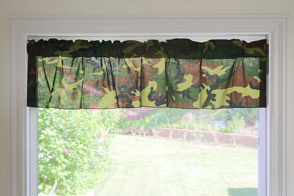 Cotton Window Valance Camouflage Print 58 Inch Wide Original Camouflage Green