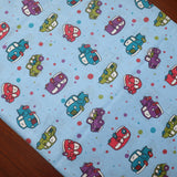 Cotton Print Table Runner Cars and Trucks Blue